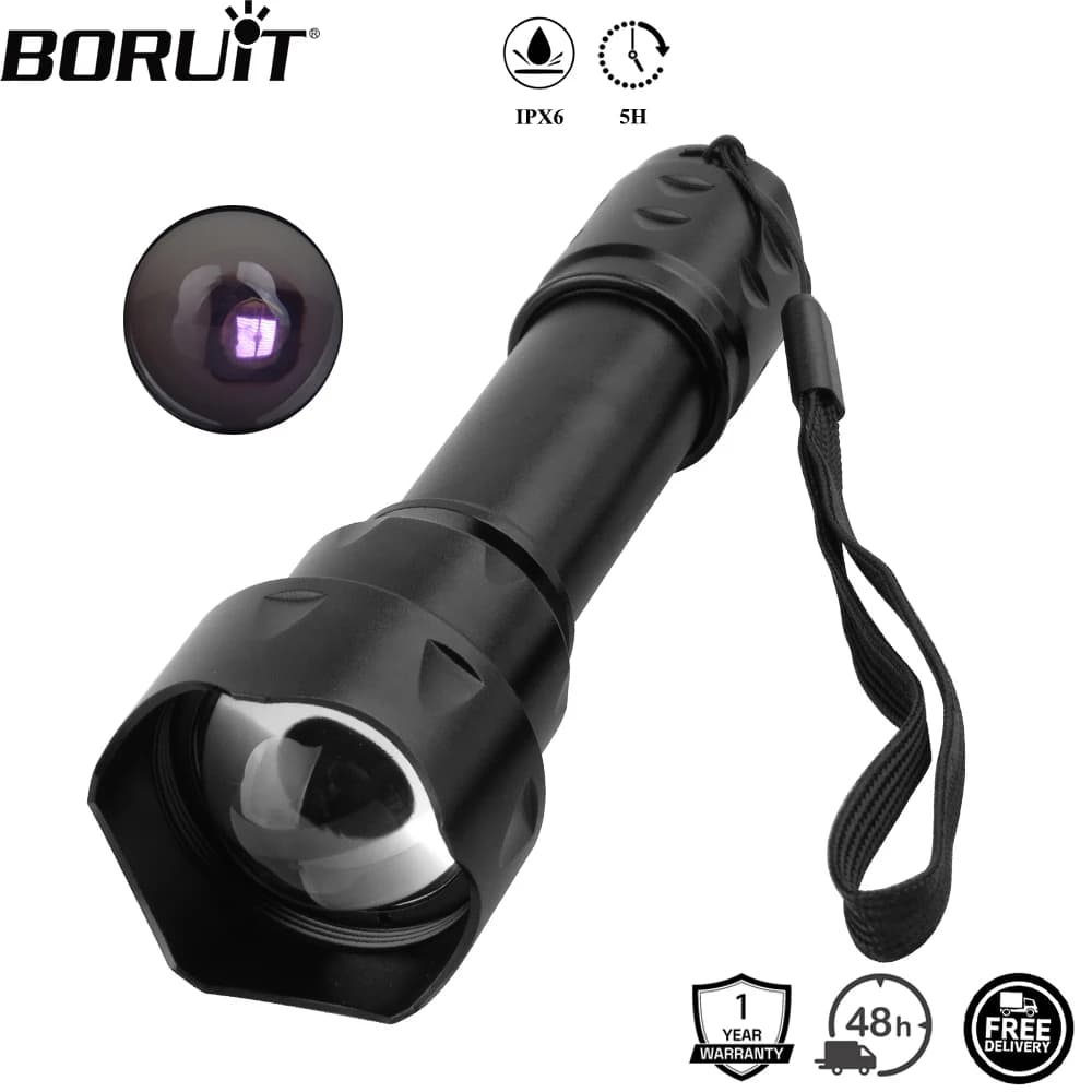 BORUiT T20 infrarouge IR 850nm Vision nocturne LED lampe de poche tactique Zoom IPX6 torche étanche 