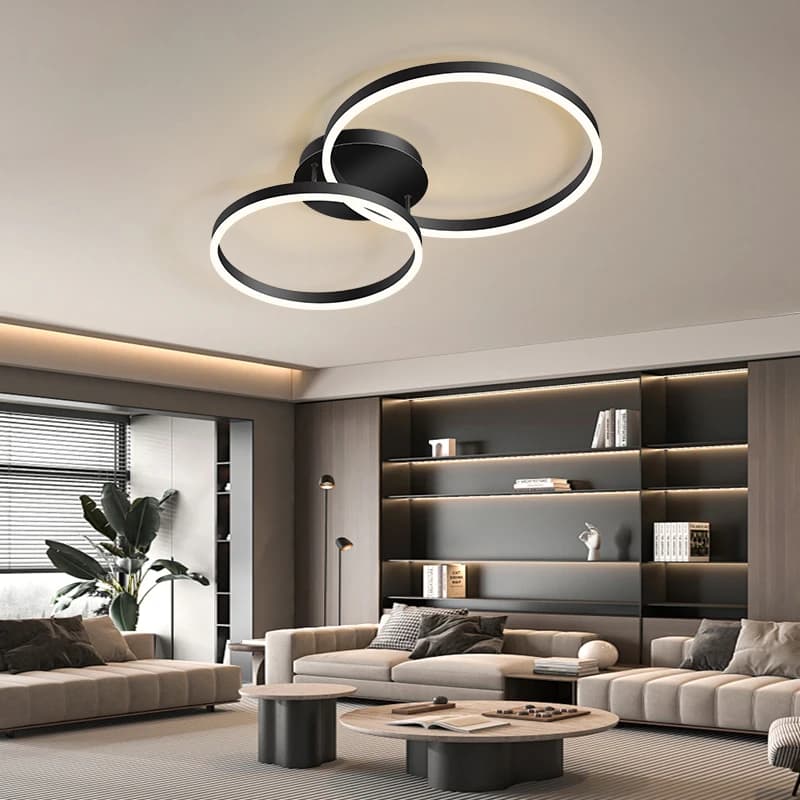 Lustres Led dorés pour la maison, 3 cercles, chambre à coucher, salon, salle à manger, lustre marron