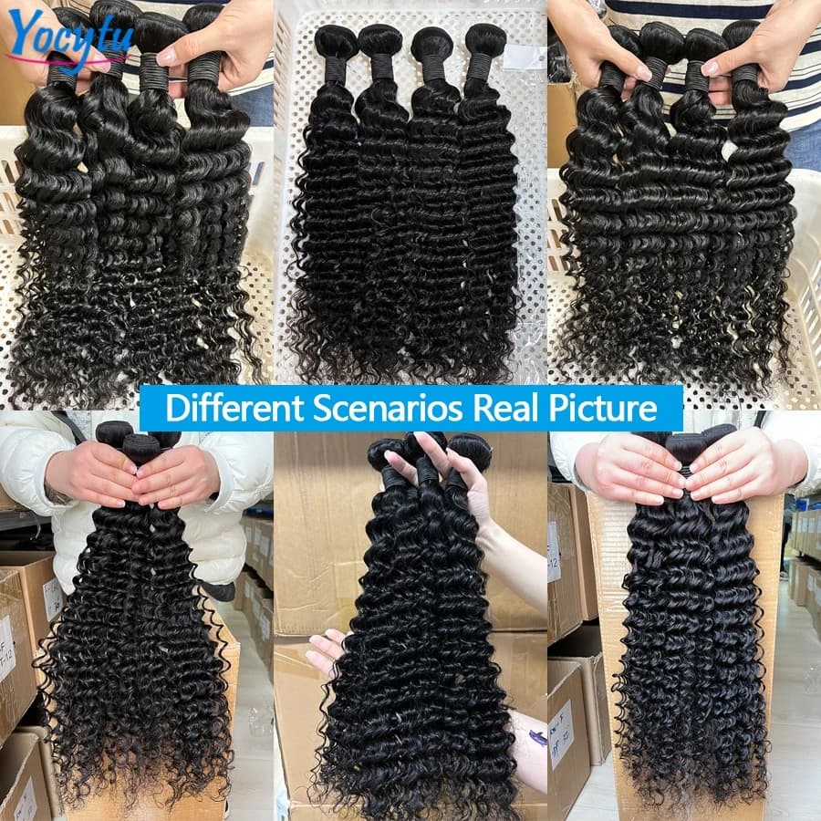 Deep Wave Tissage Humain Hair 24 24 24 Pouces Tissage Brésilien 100% Cheveux Humain YOCYTU Meche Tis