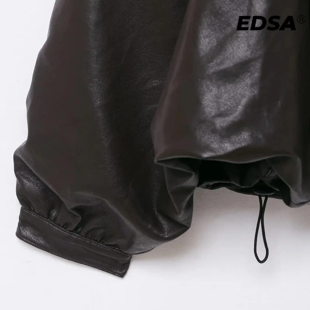 EDSA femmes veste de bombardier en cuir PU manteau pour printemps automne femme côté fermeture éclai