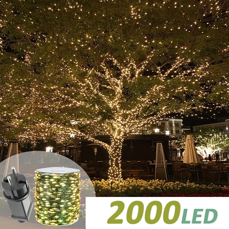Guirlande lumineuse LED avec câble vert, imperméable, pour fête d'anniversaire, Halloween, décoratio
