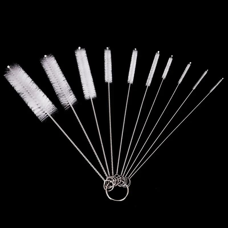 Ensemble de 10 brosses à cheveux souples en acier inoxydable, Tube à essai, brosse à biberon multifo