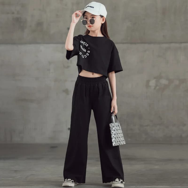 Ensemble de vêtements pour adolescentes de printemps et d'été, t-shirt et pantalon courts pour enfan