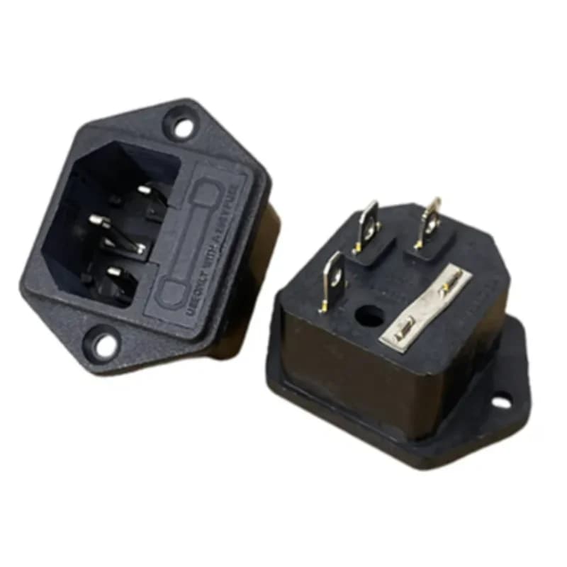 Fiche d'alimentation mâle à 3 broches, IEC 60320 C14, 10A AC 250V, avec porte-fusible, 1 pièce
