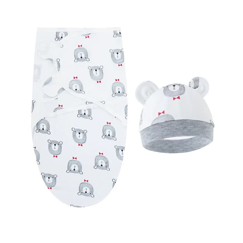 Ensemble de couverture et de chapeau pour bébé de 0 à 6 mois, en coton imprimé de dessin animé, emma