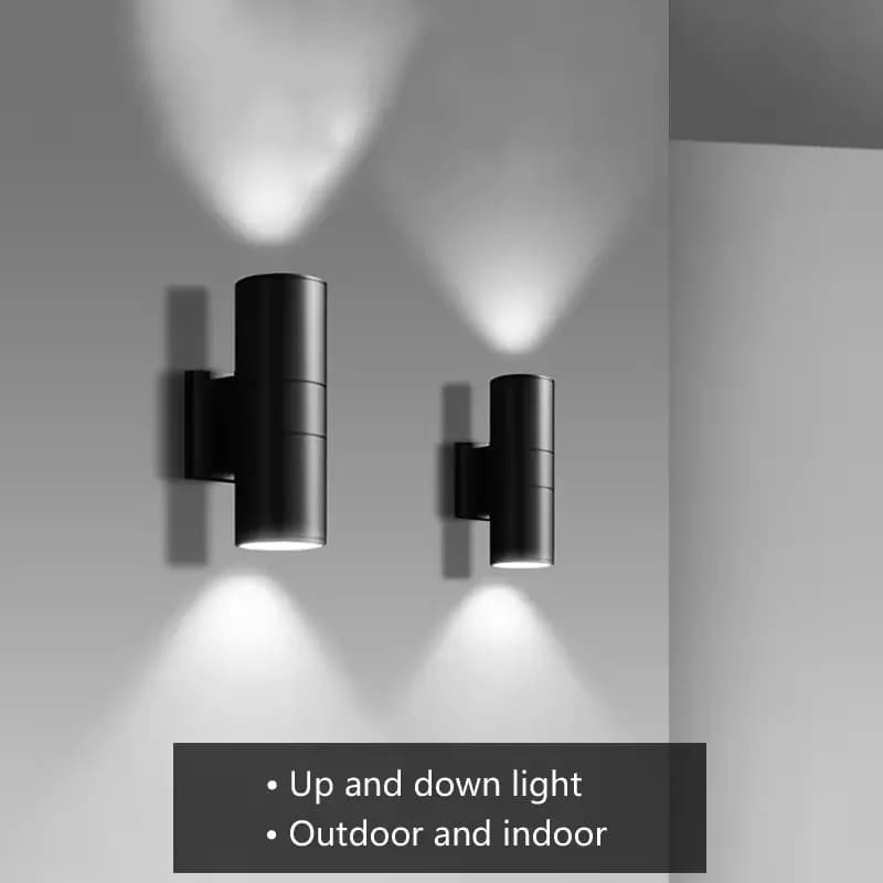 Applique murale d'extérieur étanche IP65, 18W 12W 6W, 65mm 90mm, éclairage vers le haut et vers le b