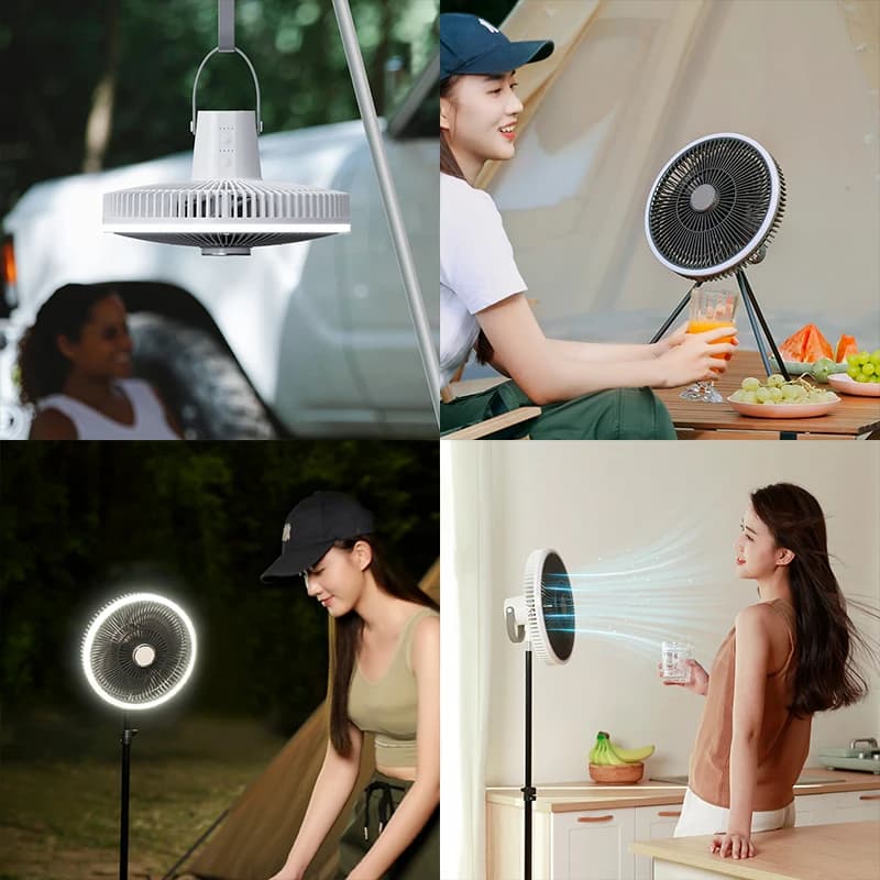 KINSCOTER Ventilateur de camping en plein air 10000 mAh, grand ventilateur de plafond de 11 pouces a