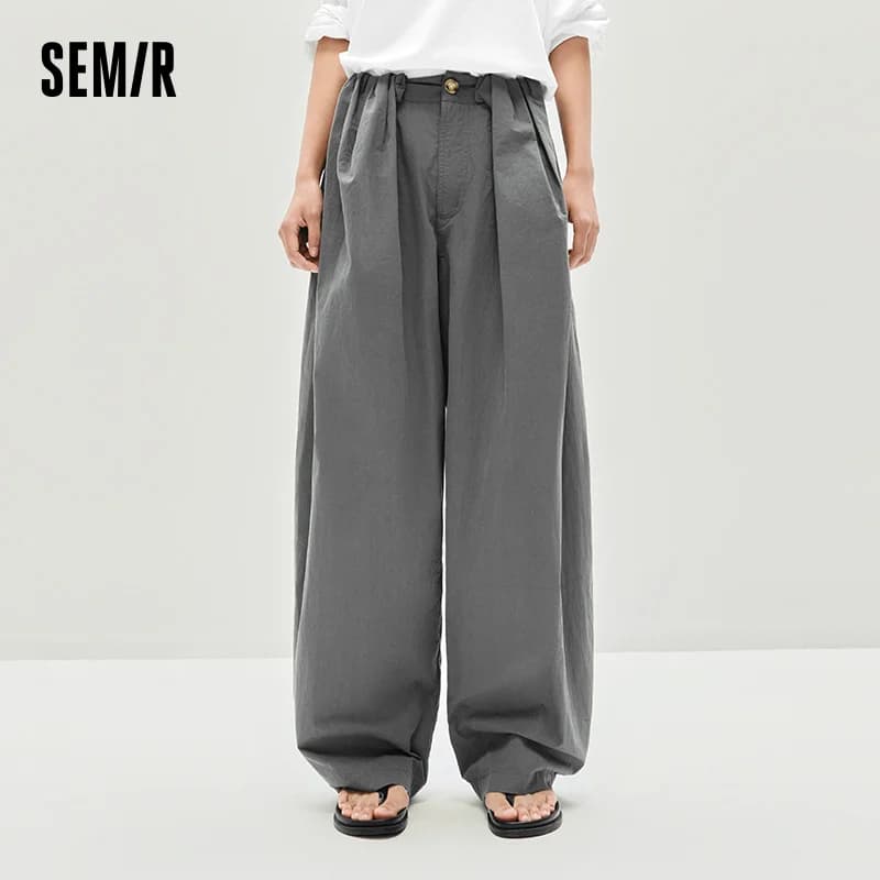 Semir femmes pantalon texturé ample incurvé Long décontracté mode vêtements pour femme texturé tissu
