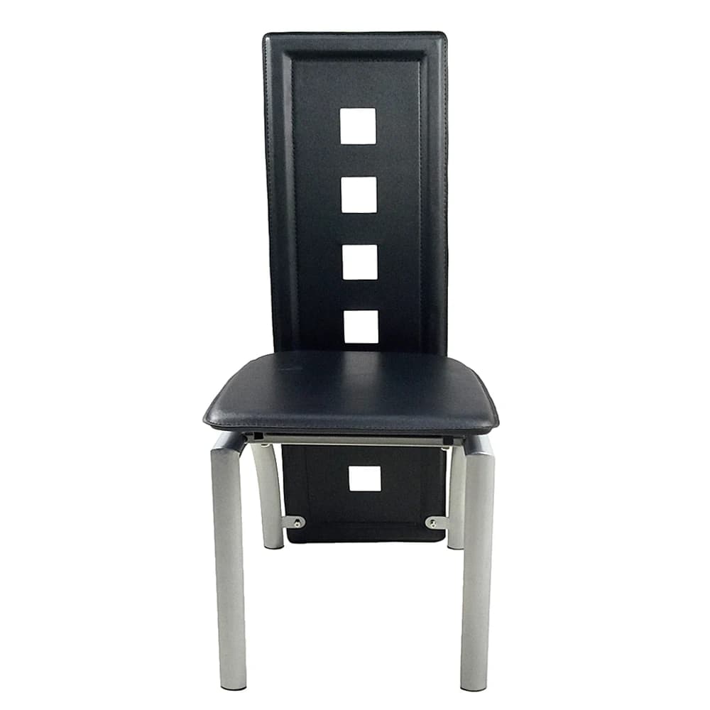 Dossier long carré creux en cuir PU, décoration de chaise de salle à manger, tube rond, coussin noir