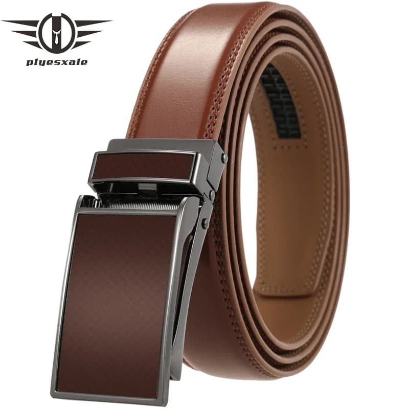 Ceinture à cliquet formelle en cuir de vachette véritable pour hommes, cuir d'affaires, métal de hau