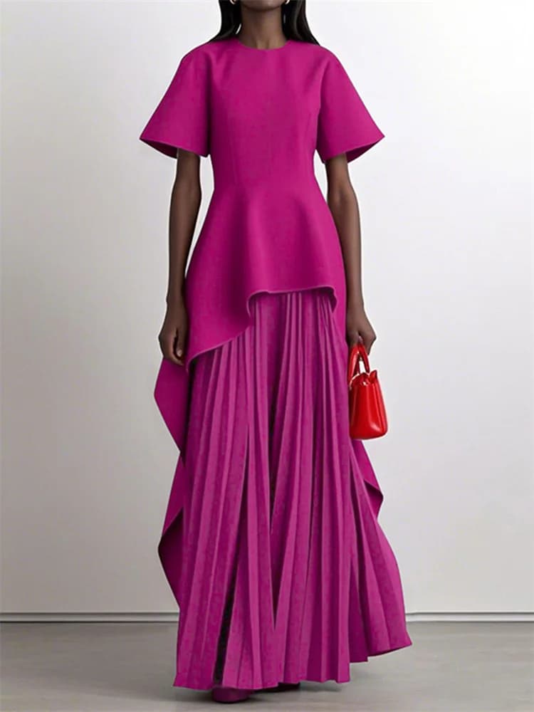 Yeezzi – robe Peplum élégante pour femmes, pour Banquet de mariage, manches courtes plissées, ourlet