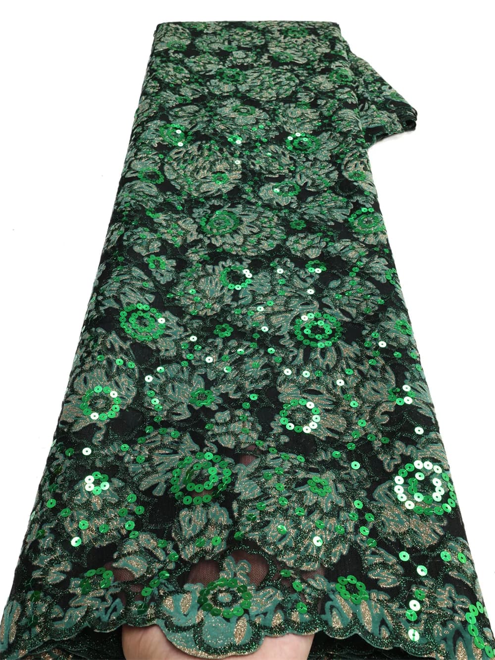Tissu Africain en Velours et Dentelle à Paillettes, Broderie NigWin Française de Haute Qualité pour 