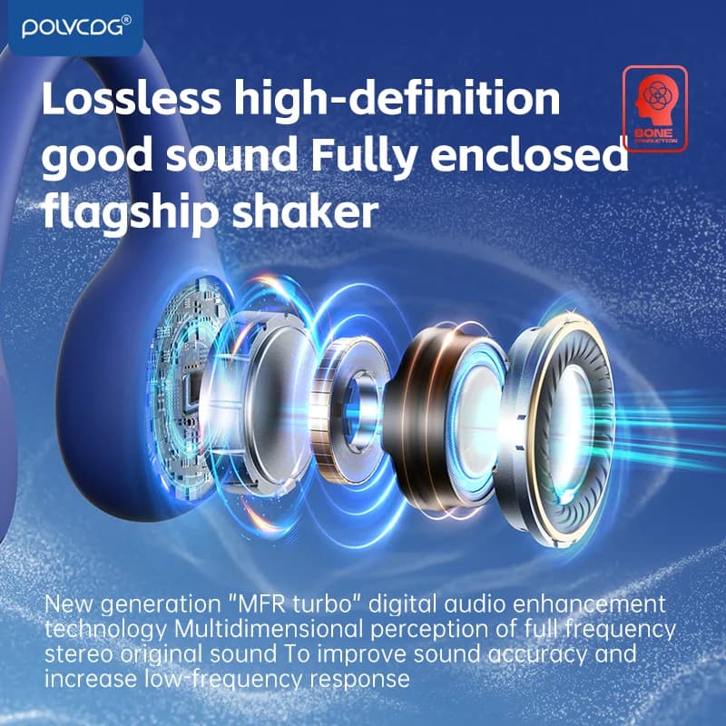 POLVCDG X7 Casque à conduction osseuse IPX8 Casque ouvert Bluetooth 5.3 pour la natation avec microp