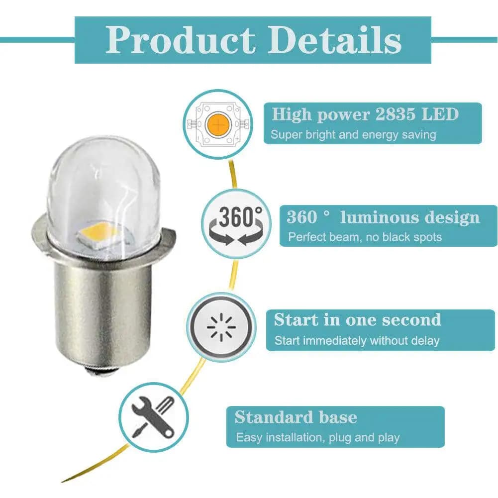 P13.5S Base LED ampoules de mise à niveau blanc Maglite lampe de poche blanc chaud 3000K blanc 6000K
