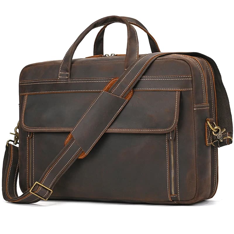 Grand porte-documents en cuir véritable pour ordinateur portable de 45cm, sac pour ordinateur de 16 