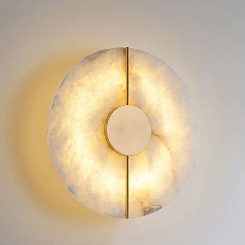 Moderne créatif marbre applique albâtre lune salon or cuivre maison intérieur décoration LED appliqu