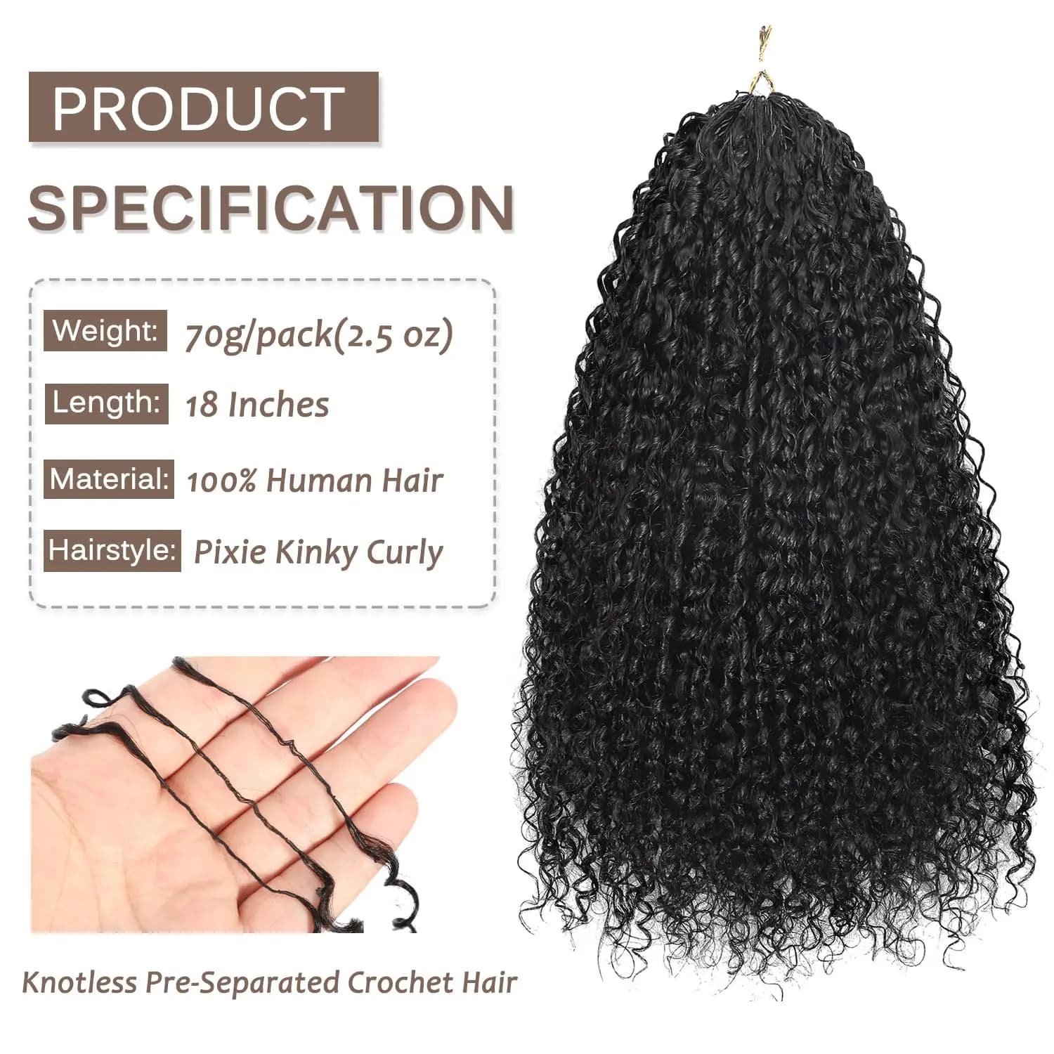 Cheveux humains bouclés birmans pré-bouclés au crochet, 24 pouces, ondulations profondes, pour femme
