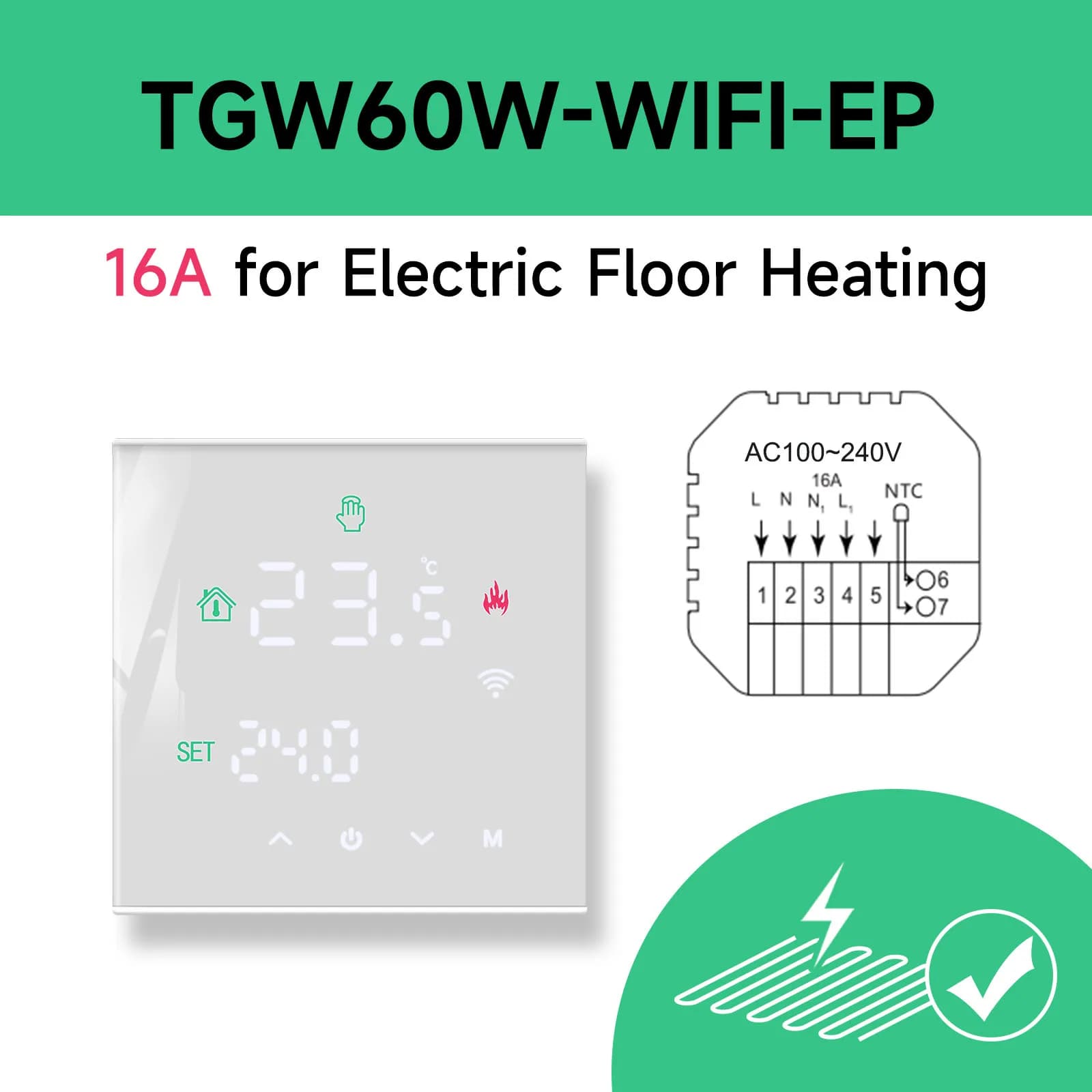 Beok Tuya – thermorégulateur pour maison intelligente, WIFI, Thermostat au sol chaud pour chauffage 