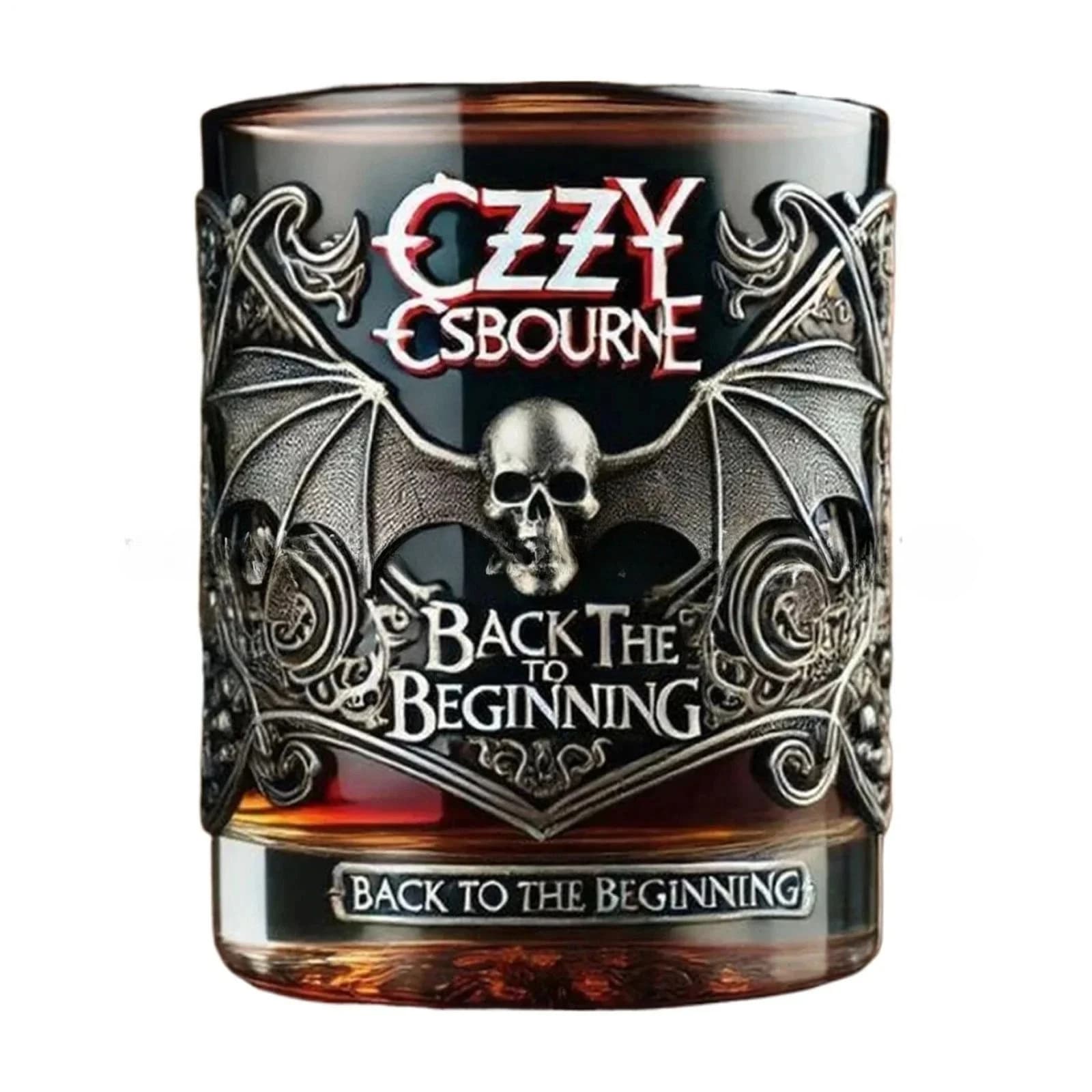 Verre à whisky sur le thème de la musique rock d'Ozzy Osbourne, idéal pour les amateurs de cocktails