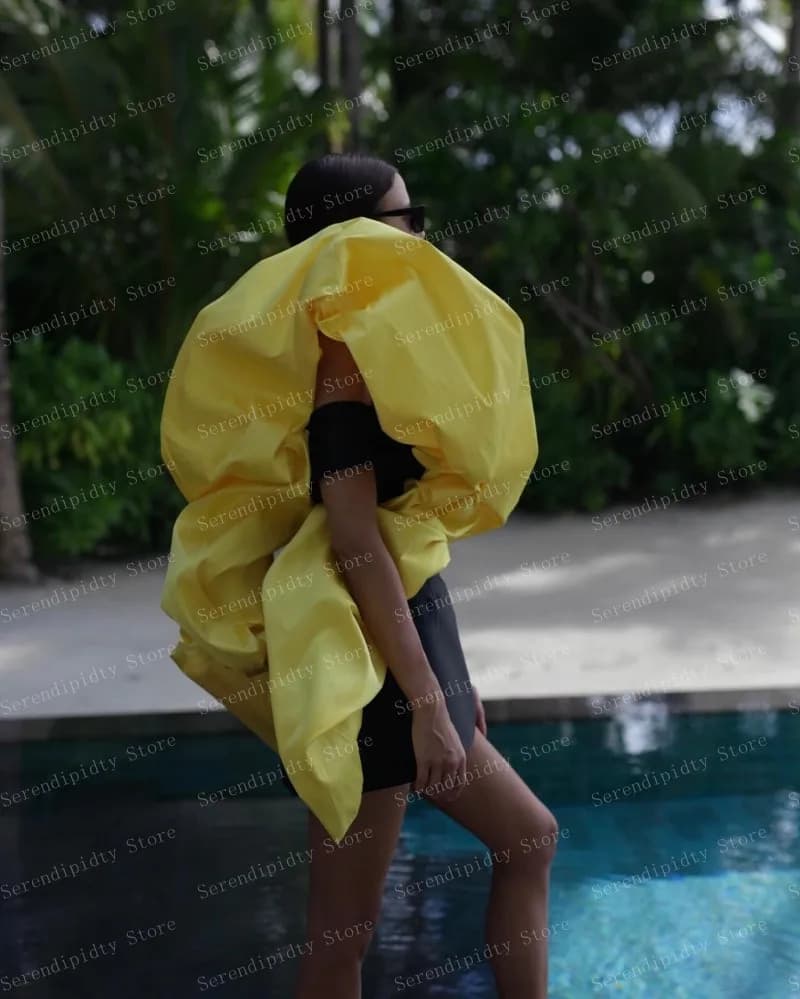 Ever azole-Robe de soirée en satin jaune pour femme, mini robe moelleuse, vêtements bicolores, tout 