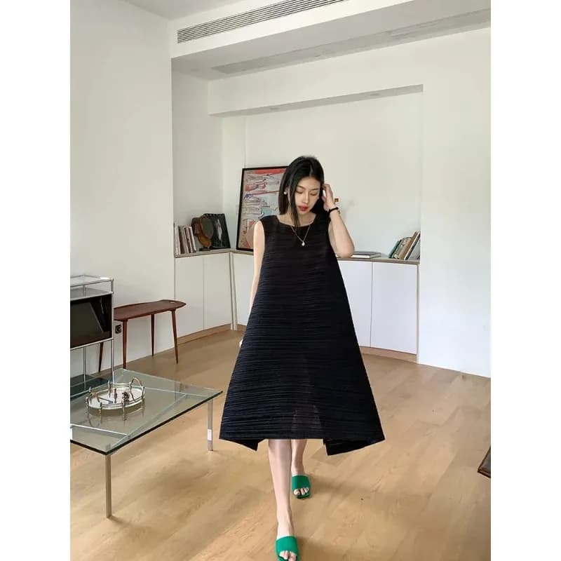 SXZ-Robes plissées pour femmes, jupe mi-longue en fibre, fouet d'indépendance, grande taille, haute 
