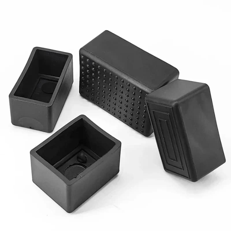Couvre-pieds de chaise carrés noirs en Silicone, manchon de tuyau en caoutchouc souple en PVC, couve