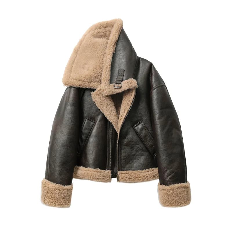 Veste courte épaisse et chaude double face pour femme, manteau marron, nouvelle collection automne h