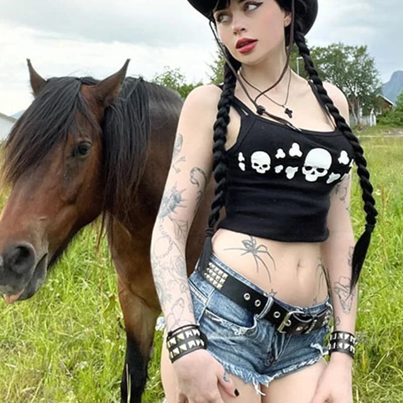 Corset Emo Girl Crop Top pour femme, Crop Top, Crop Top, Crop Top, Vintage Punk, Caraco gothique, Es