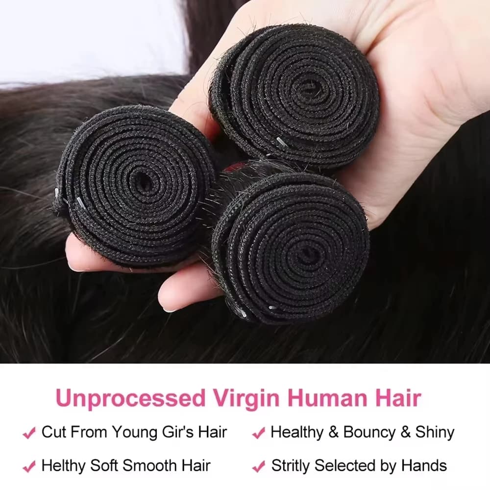 Extensions de Cheveux Humains Lisses Naturels 30-40 Pouces, Grade 16A, Couleur Naturelle Brésilienne