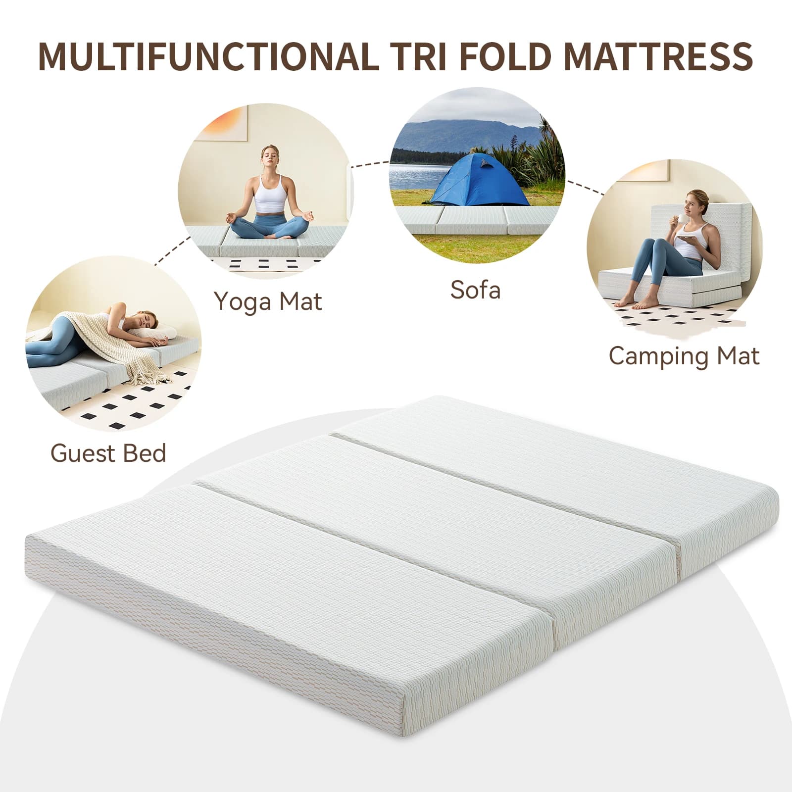 Hcore-Matelas en mousse à mémoire de forme Leicfold, 6 pouces, avec sac de rangement, entièrement pl