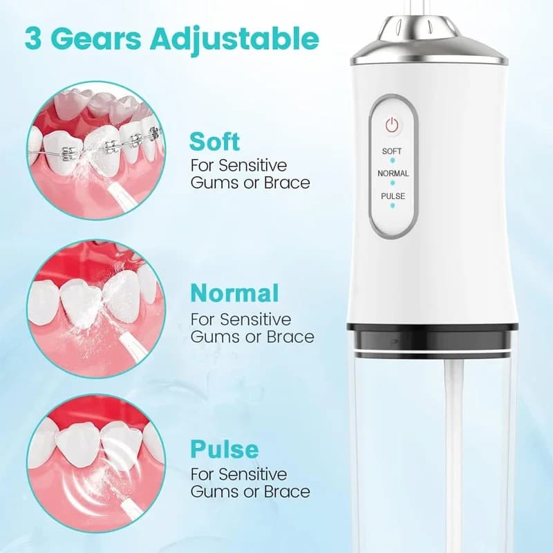 Irrigateur dentaire Portable, Jet dentaire, Rechargeable par USB, cure-dents, 4 embouts, machine à l