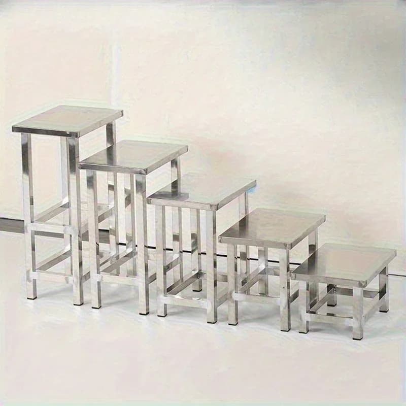 Tabouret carré en acier inoxydable, tabouret à langer pour chaussures de salle blanche, tabouret de 