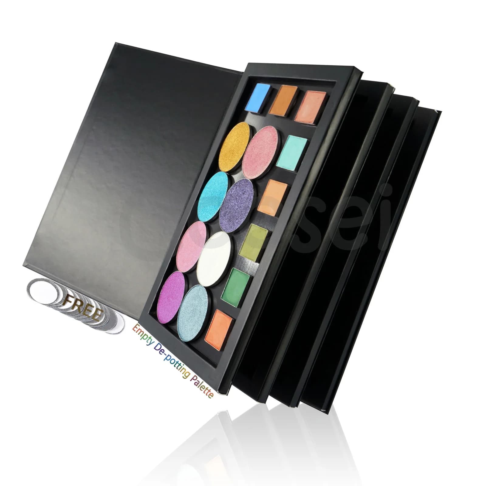 Grande palette de fard à paupières magnétique en forme de livre, 3 ou 4 couches, grande boîte de ran