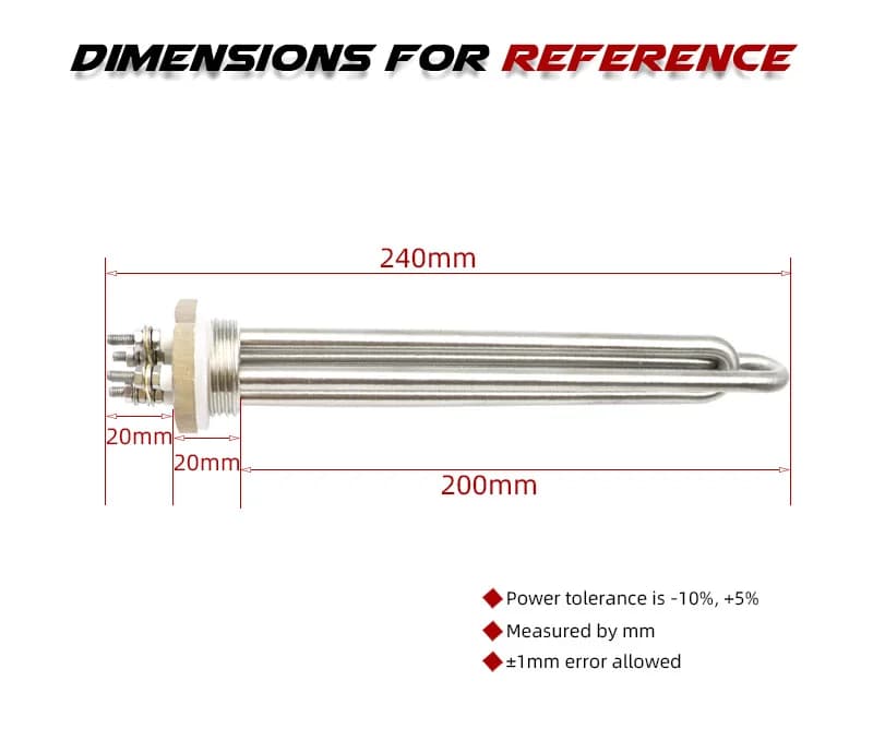 Élément chauffant 12v 24v 36v 48v 60v cc, élément chauffant d'eau DN25, chauffage par Immersion en a