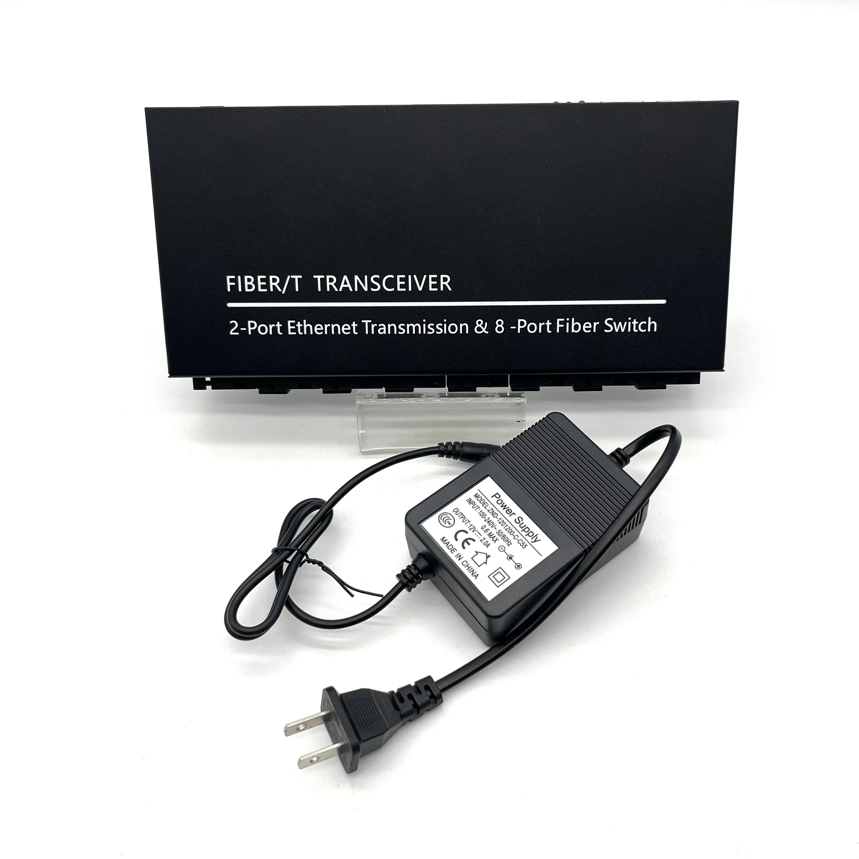 Switch Fibre Gigabit 1000M, 8 ports fibre optique SC 1.25G + 2 ports RJ45, convertisseur de média, t