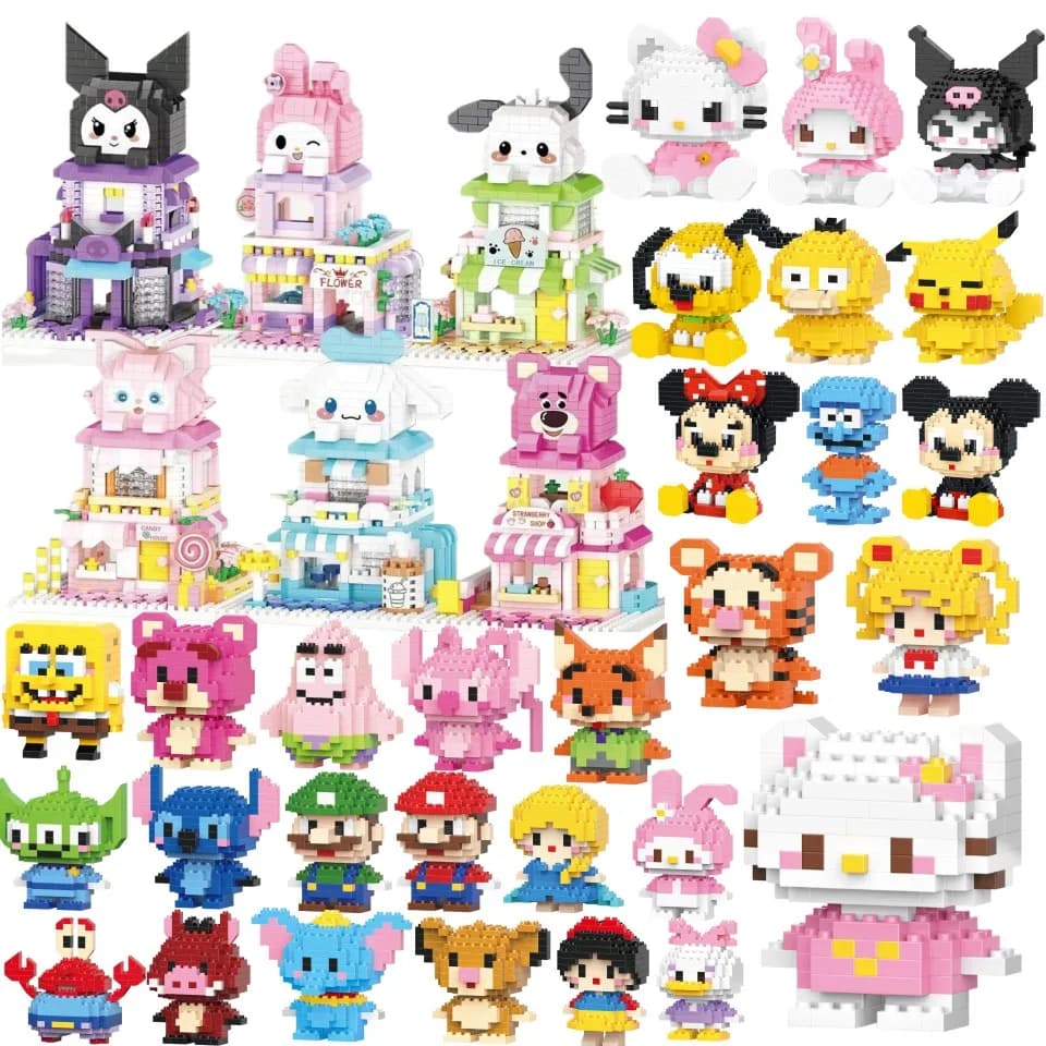 Blocs de construction de dessins animés Hello Kitty, Kuromi, My Melody, Cinnamoroll, jouet de poupée