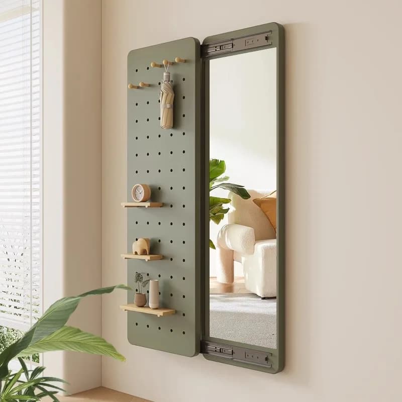 Miroir de dressing en bois massif perforé, invisible, push-pull, miroir complet du corps, rangement 