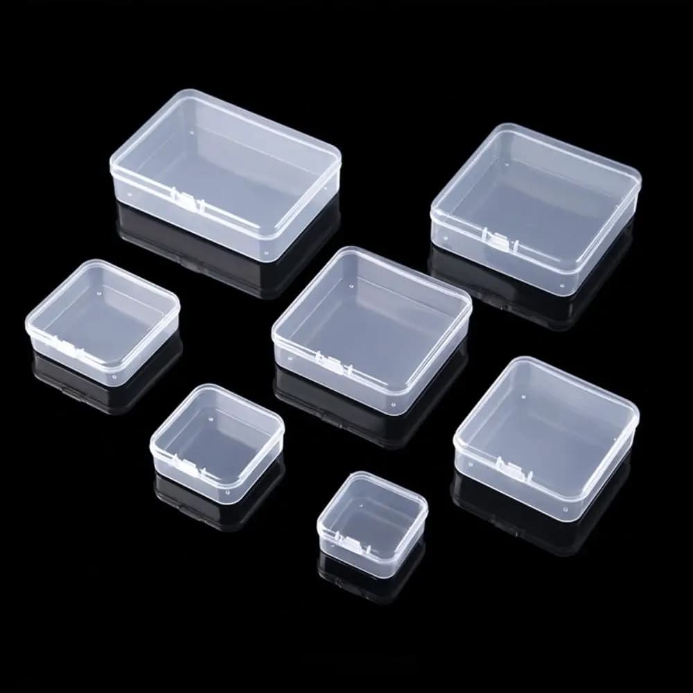 Boîte de rangement carrée en plastique, contenant transparent pour bijoux, perles, petits articles, 