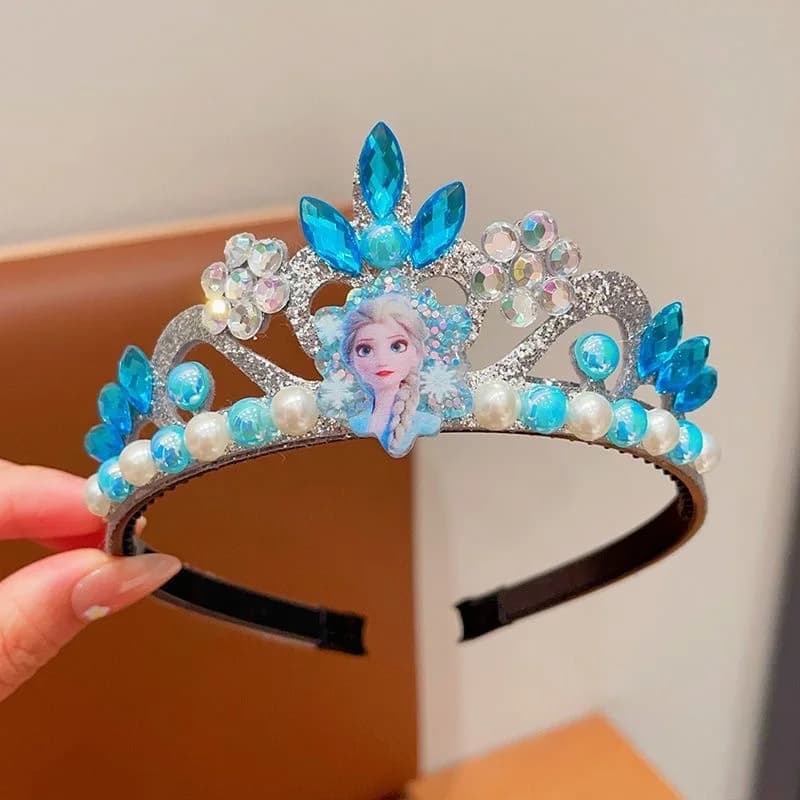 Bandeau couronne scintillante bleue Elsa Disney la reine des neiges avec perles, accessoire pour che