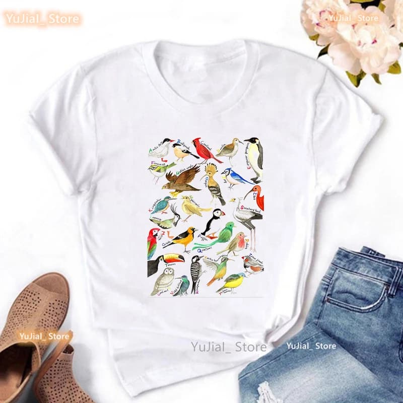 Calopsitte perroquet imprimé T-Shirt femmes vêtements 2024 race d'oiseau T-Shirt filles Harajuku Kaw