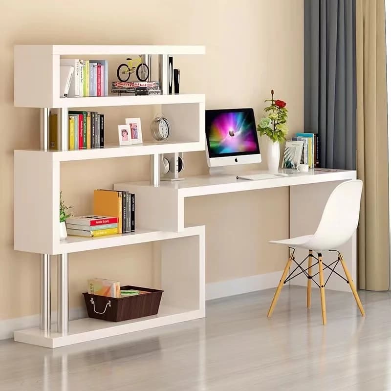 Bureau d'ordinateur moderne avec étagère, bureau debout avec étagère, étagère en bois de haute quali