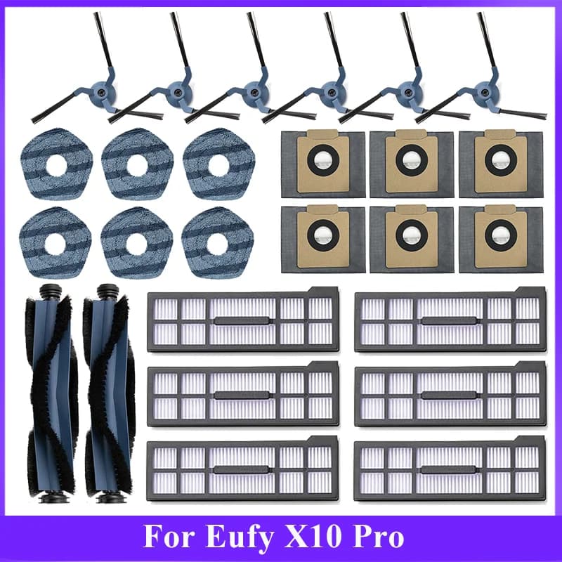 Pièces de rechange pour aspirateur Eufy X10 Pro Omni, accessoires, rouleau, brosse latérale, filtre,