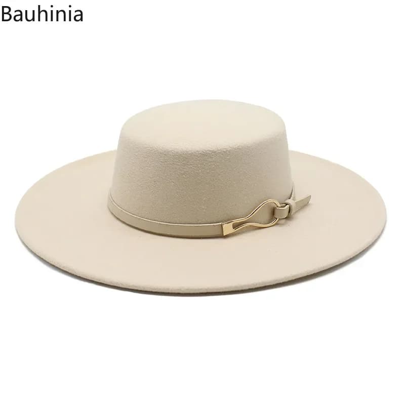 Bauhiniua – casquette en feutre de laine Fedoras Jazz, chapeaux d'église chauds et plats de 10CM à l