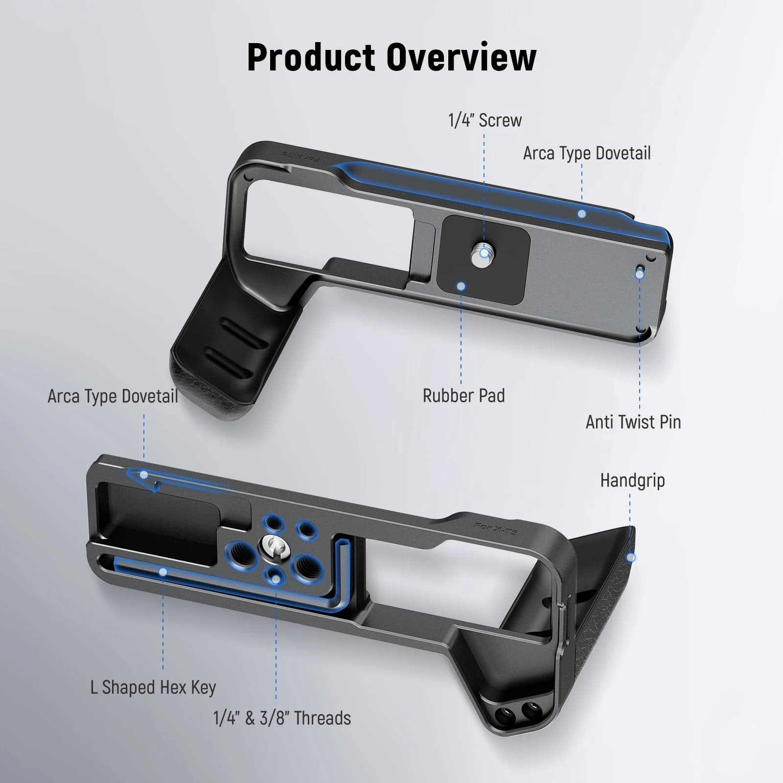 NEEpacks X-T5 L Forme Grip pour FUJIFILM X-T5 Caméra Arca Plaque Avec Côté Grip Vidéo Trépied Plaque