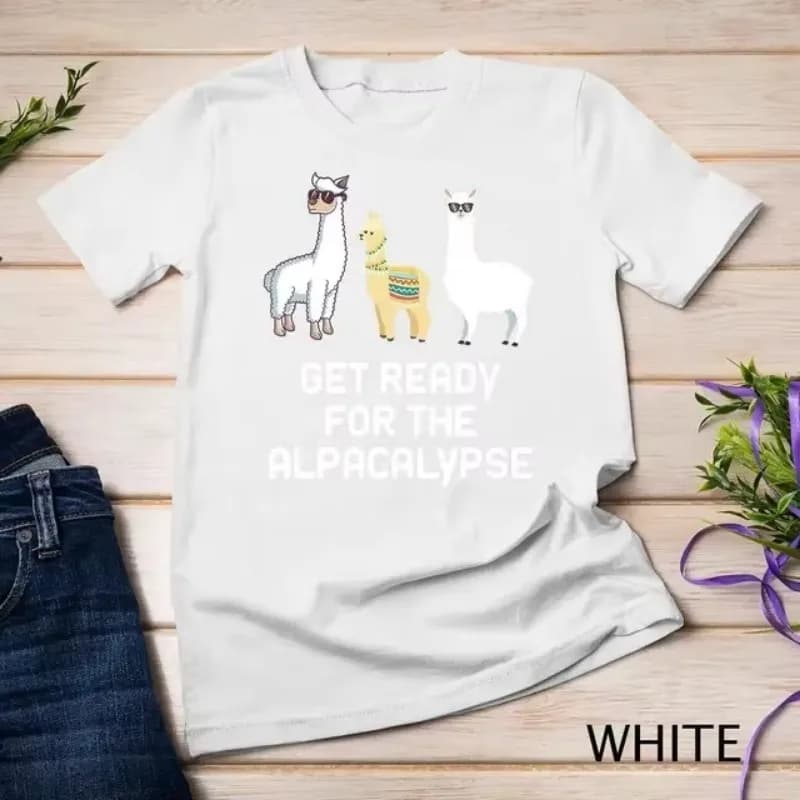 T-shirt à manches courtes imprimé dessin animé unisexe, Lama drôle, Alpaga avec lunettes de soleil, 