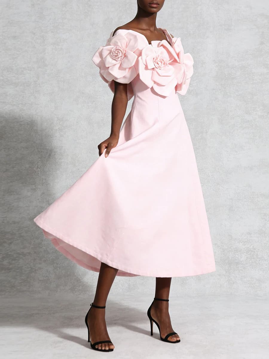 VGH – robe de dîner élégante et solide pour femmes, col en V, manches épaules dénudées, taille haute