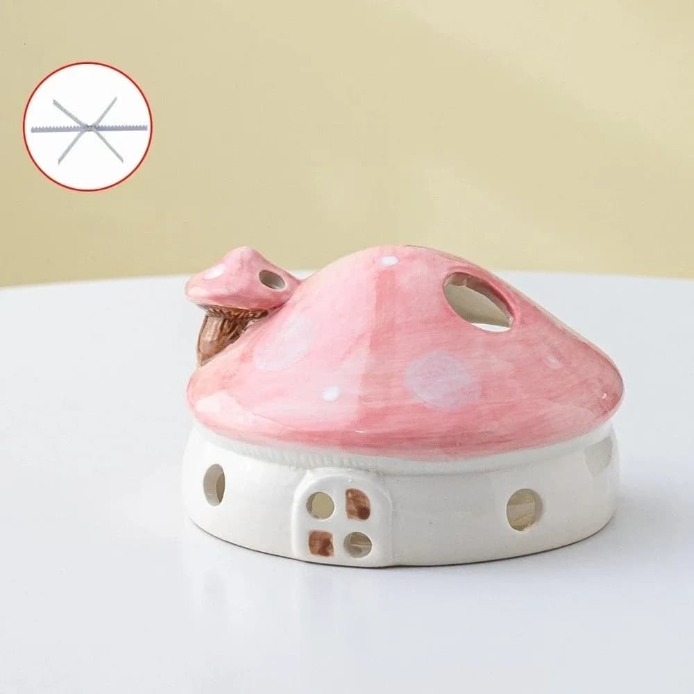 Décoration d'intérieur : Porte-moustiquaire créatif en céramique en forme de maison champignon, brûl
