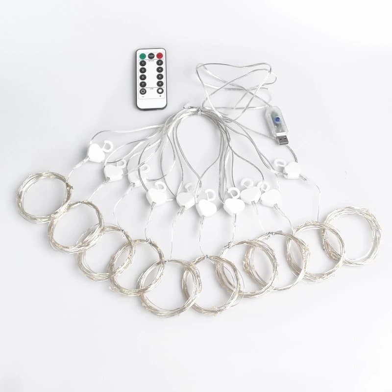 Rideau LED Guirlandes 3x1m lumière chaude télécommande chambre vacances mariage noël décoration fée 