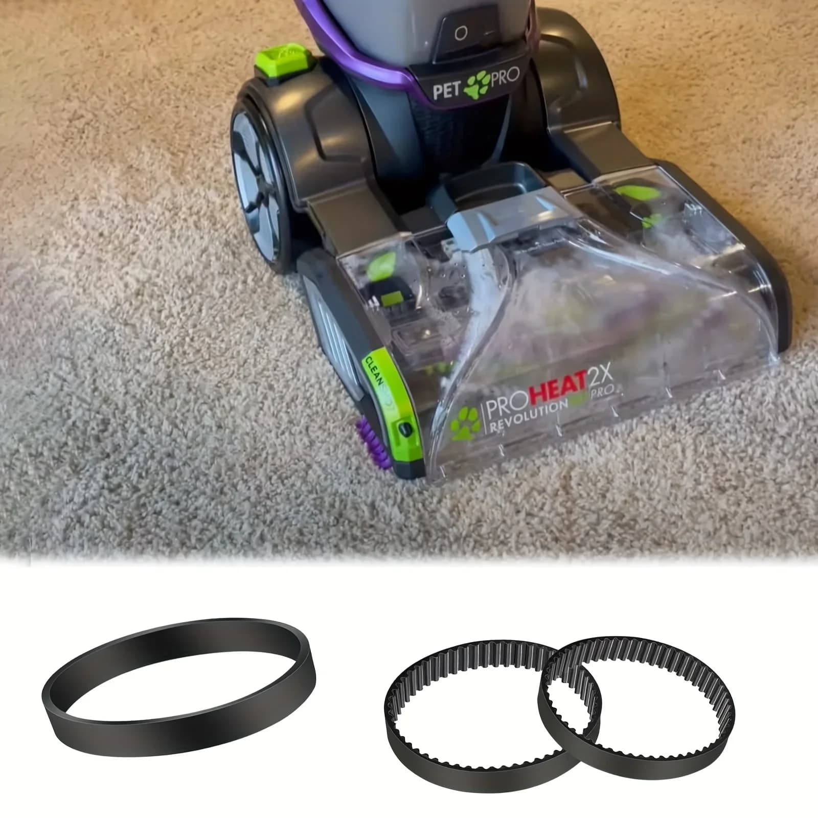 Jeu de courroies de remplacement pour nettoyeur de tapis pour animaux de compagnie Bissell ProHeat 2