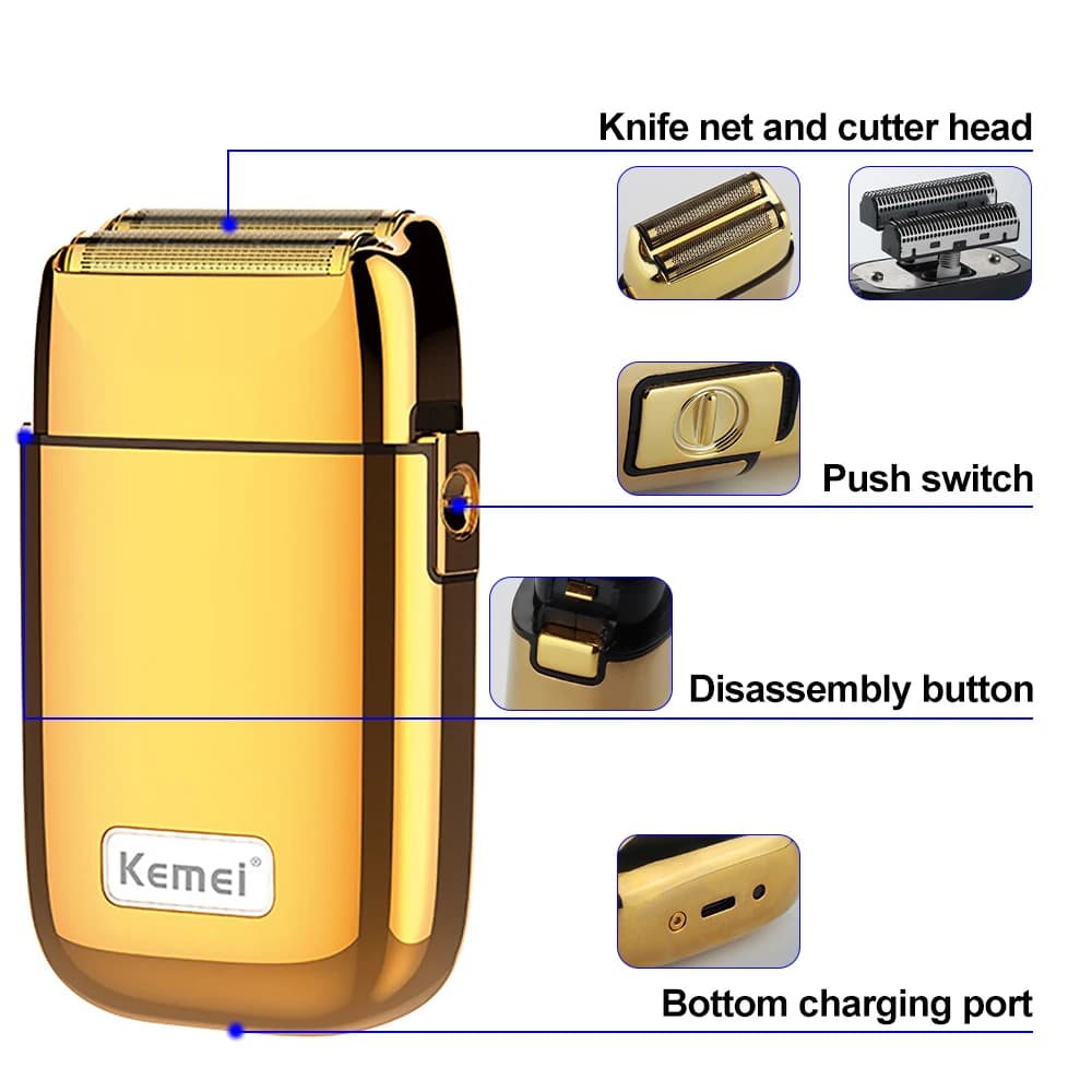Kemei Tx1 boîtier métallique Rechargeable Pro rasoir électrique pour hommes cheveux barbe rasoir éle